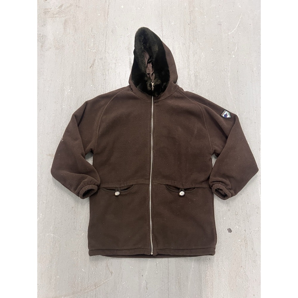 Obermeyer Brown Fleece Fur Trim Hooded Jacket Size M